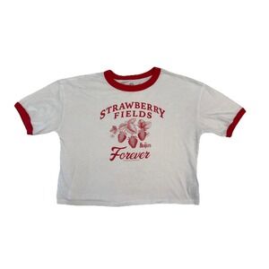 Gap Shirt Teen 10 White Red Beatles Strawberry Fields Ringer Easy T Cropped
